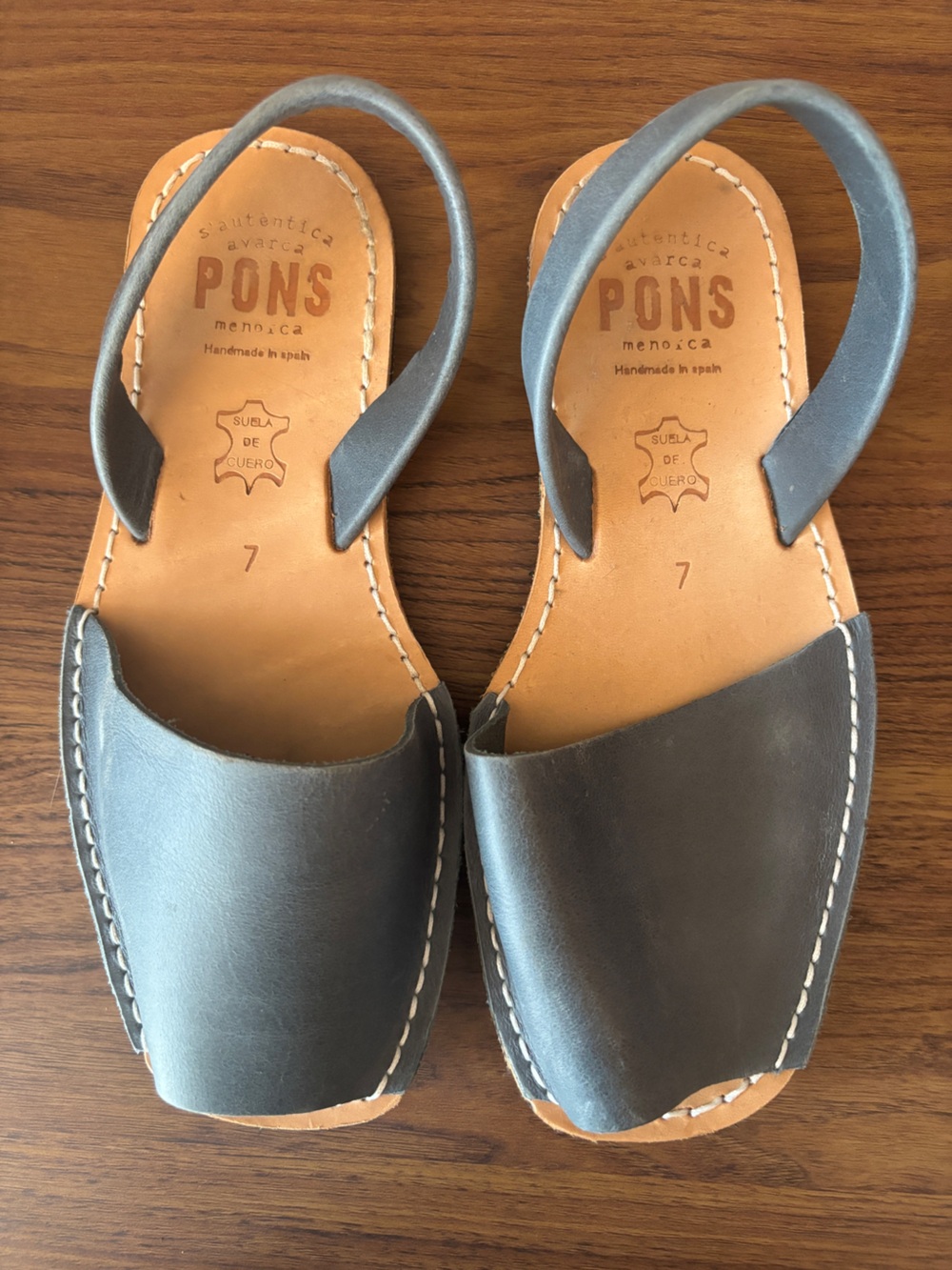PONS Menorca Women's Leather Avarca Sandals in Slate Blue